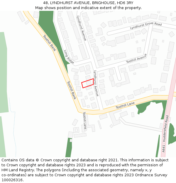 48, LYNDHURST AVENUE, BRIGHOUSE, HD6 3RY: Location map and indicative extent of plot