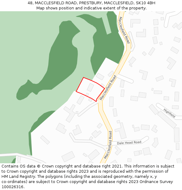 48, MACCLESFIELD ROAD, PRESTBURY, MACCLESFIELD, SK10 4BH: Location map and indicative extent of plot