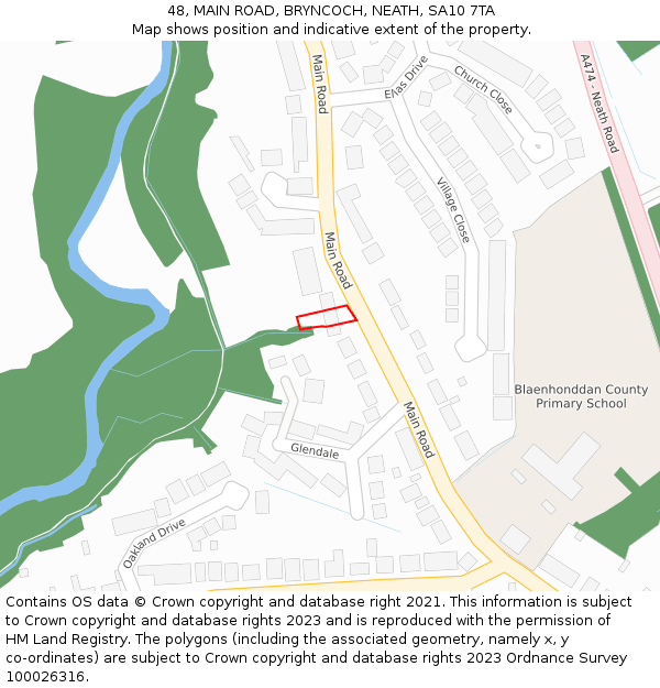 48, MAIN ROAD, BRYNCOCH, NEATH, SA10 7TA: Location map and indicative extent of plot
