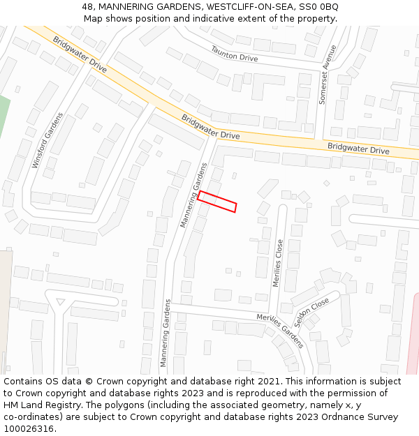 48, MANNERING GARDENS, WESTCLIFF-ON-SEA, SS0 0BQ: Location map and indicative extent of plot