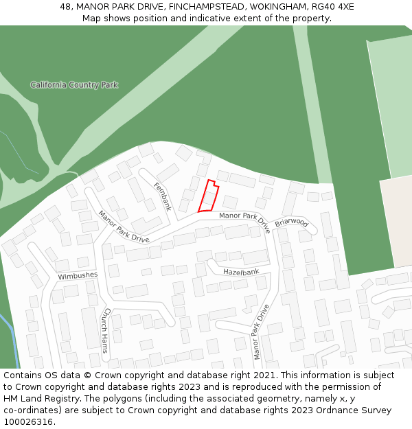 48, MANOR PARK DRIVE, FINCHAMPSTEAD, WOKINGHAM, RG40 4XE: Location map and indicative extent of plot