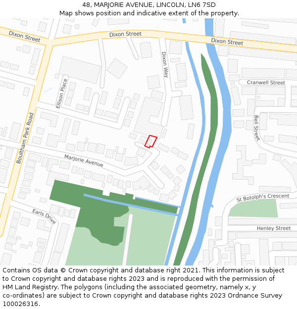 48, MARJORIE AVENUE, LINCOLN, LN6 7SD: Location map and indicative extent of plot