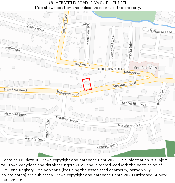 48, MERAFIELD ROAD, PLYMOUTH, PL7 1TL: Location map and indicative extent of plot