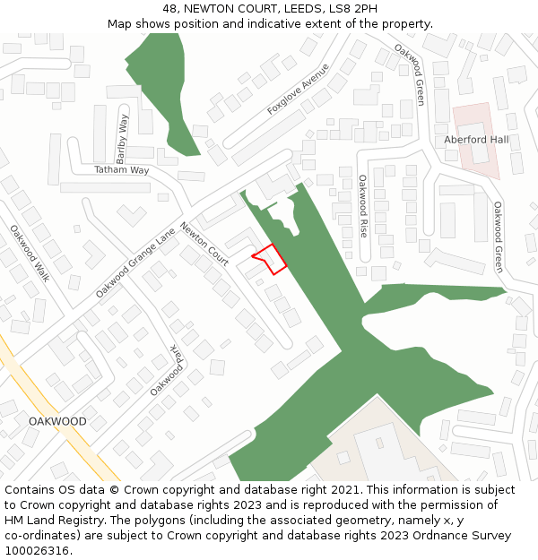 48, NEWTON COURT, LEEDS, LS8 2PH: Location map and indicative extent of plot