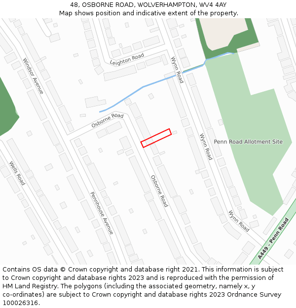 48, OSBORNE ROAD, WOLVERHAMPTON, WV4 4AY: Location map and indicative extent of plot