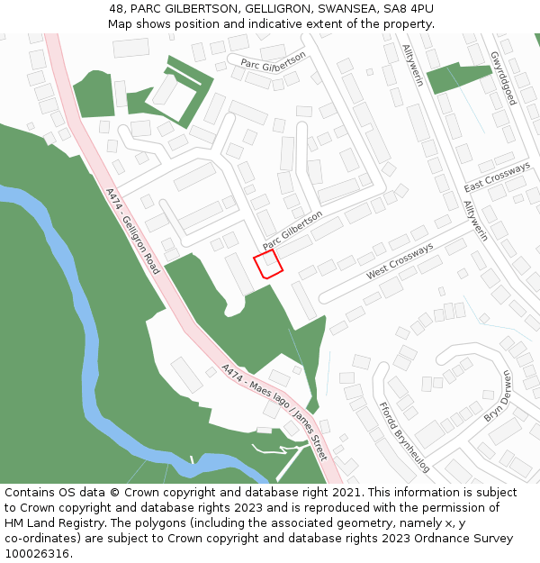 48, PARC GILBERTSON, GELLIGRON, SWANSEA, SA8 4PU: Location map and indicative extent of plot