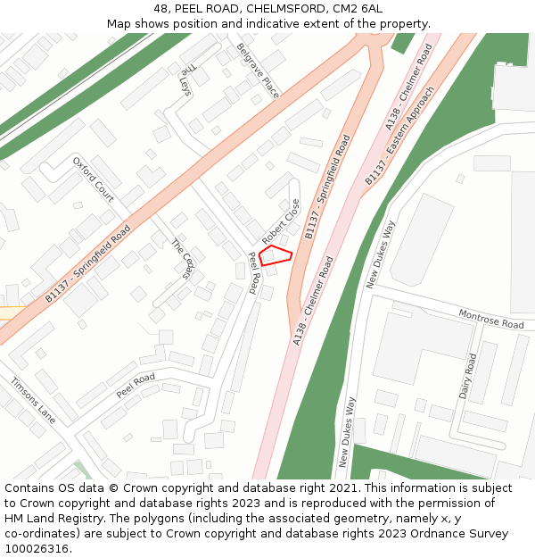48, PEEL ROAD, CHELMSFORD, CM2 6AL: Location map and indicative extent of plot