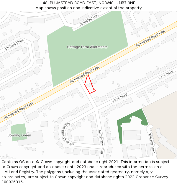 48, PLUMSTEAD ROAD EAST, NORWICH, NR7 9NF: Location map and indicative extent of plot