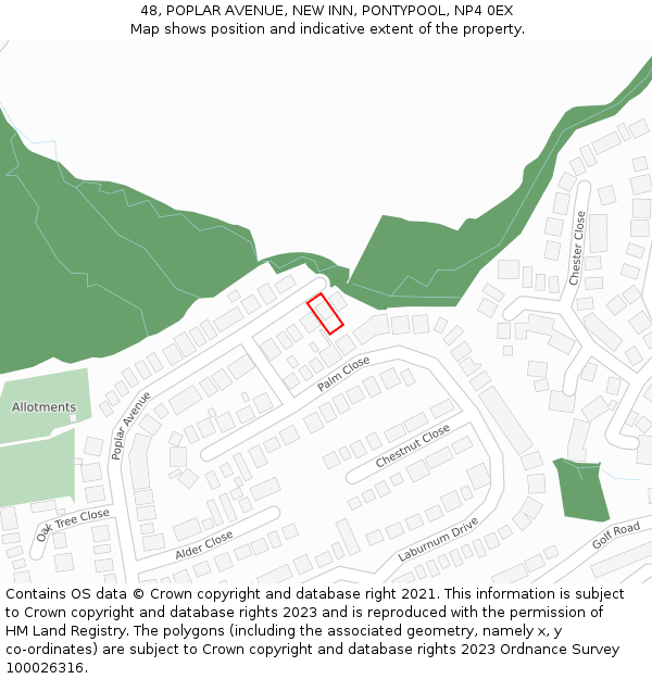 48, POPLAR AVENUE, NEW INN, PONTYPOOL, NP4 0EX: Location map and indicative extent of plot