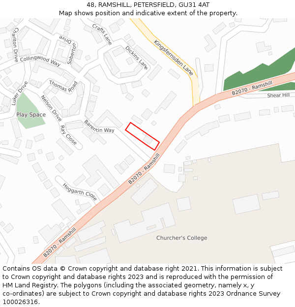 48, RAMSHILL, PETERSFIELD, GU31 4AT: Location map and indicative extent of plot