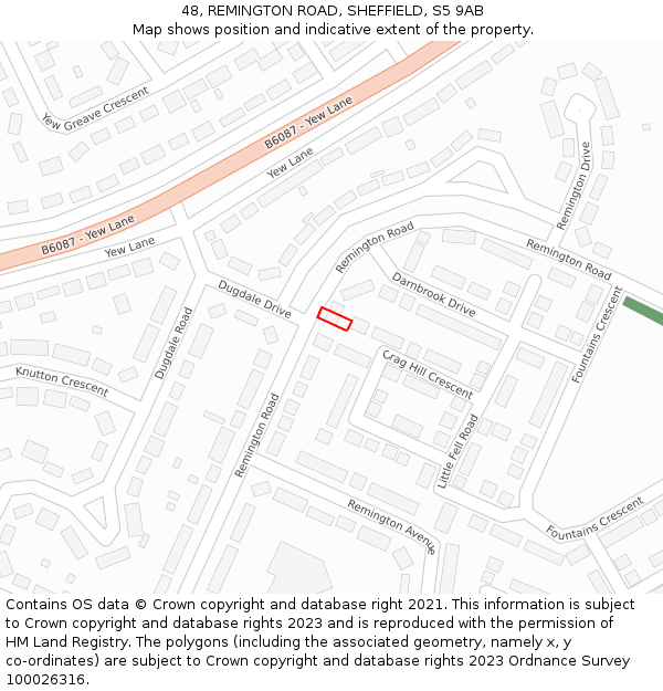 48, REMINGTON ROAD, SHEFFIELD, S5 9AB: Location map and indicative extent of plot
