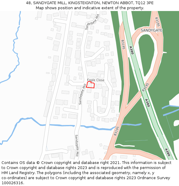 48, SANDYGATE MILL, KINGSTEIGNTON, NEWTON ABBOT, TQ12 3PE: Location map and indicative extent of plot