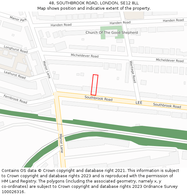 48, SOUTHBROOK ROAD, LONDON, SE12 8LL: Location map and indicative extent of plot