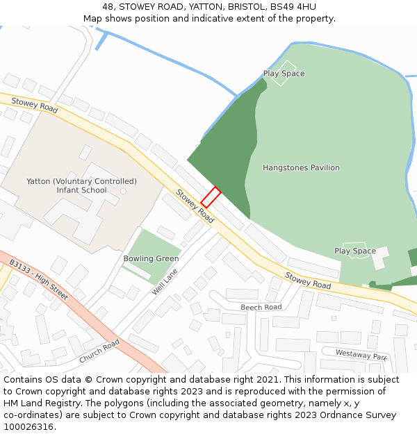 48, STOWEY ROAD, YATTON, BRISTOL, BS49 4HU: Location map and indicative extent of plot