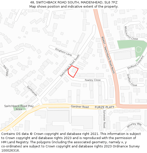 48, SWITCHBACK ROAD SOUTH, MAIDENHEAD, SL6 7PZ: Location map and indicative extent of plot