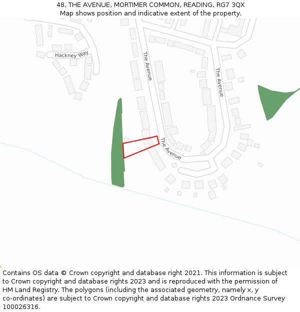 48, THE AVENUE, MORTIMER COMMON, READING, RG7 3QX: Location map and indicative extent of plot