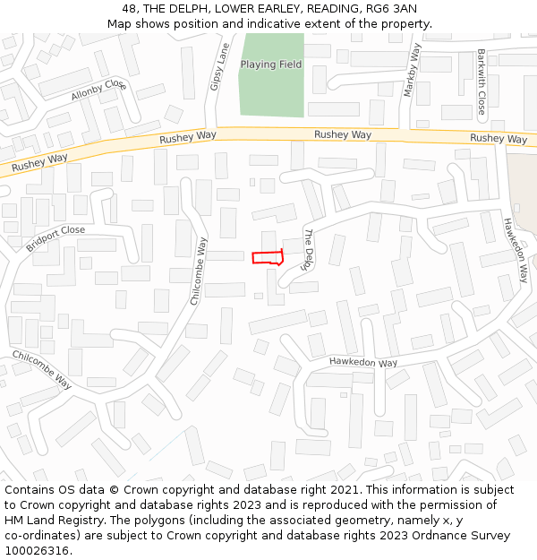 48, THE DELPH, LOWER EARLEY, READING, RG6 3AN: Location map and indicative extent of plot