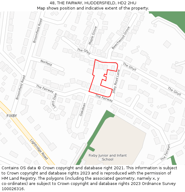 48, THE FAIRWAY, HUDDERSFIELD, HD2 2HU: Location map and indicative extent of plot