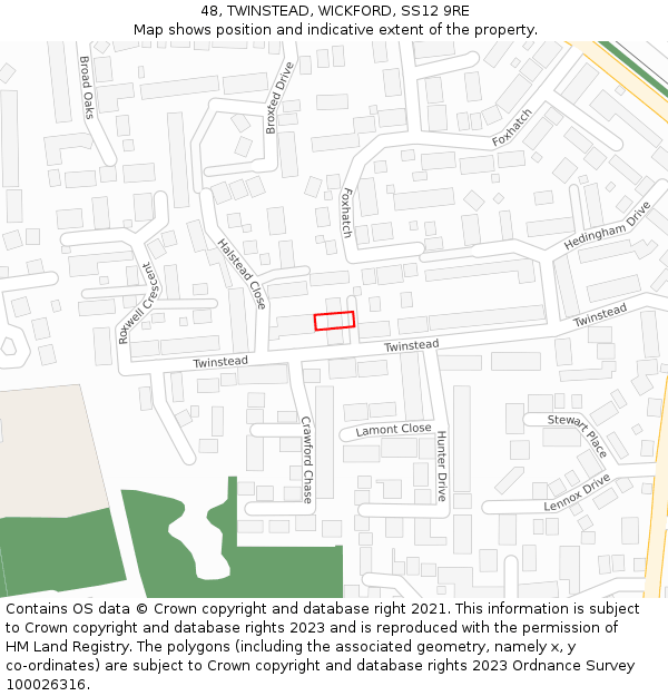 48, TWINSTEAD, WICKFORD, SS12 9RE: Location map and indicative extent of plot