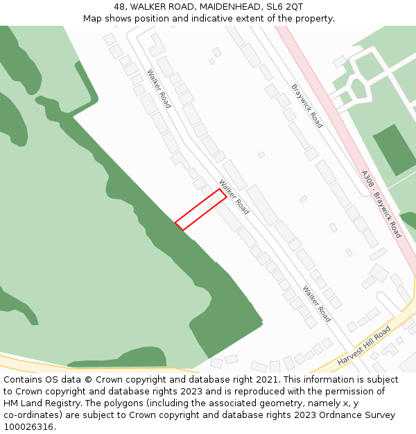 48, WALKER ROAD, MAIDENHEAD, SL6 2QT: Location map and indicative extent of plot