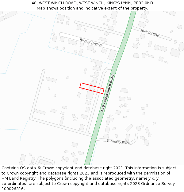 48, WEST WINCH ROAD, WEST WINCH, KING'S LYNN, PE33 0NB: Location map and indicative extent of plot