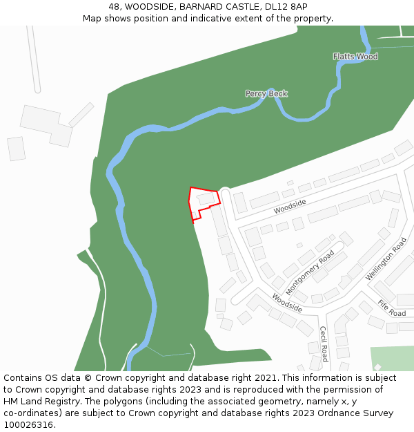 48, WOODSIDE, BARNARD CASTLE, DL12 8AP: Location map and indicative extent of plot