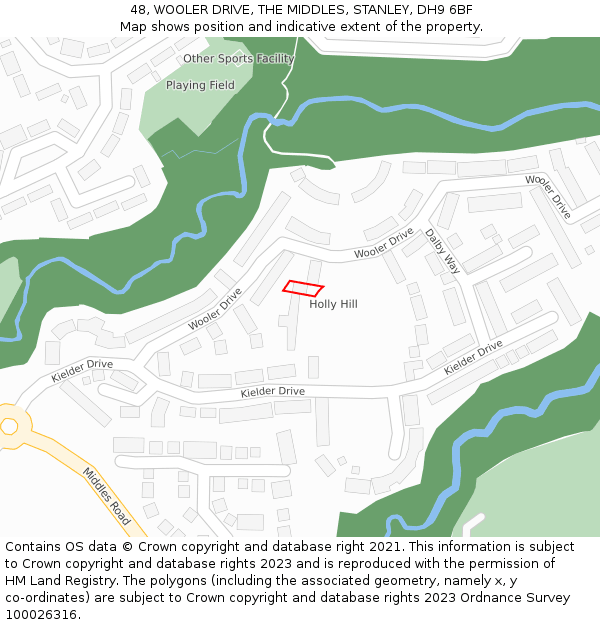 48, WOOLER DRIVE, THE MIDDLES, STANLEY, DH9 6BF: Location map and indicative extent of plot