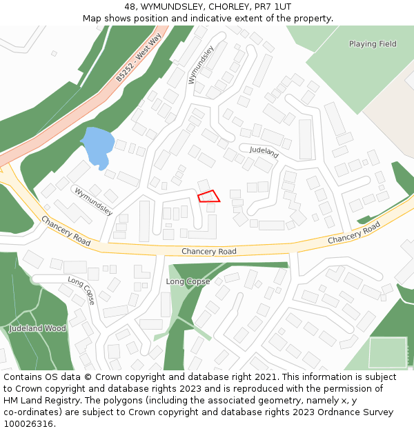 48, WYMUNDSLEY, CHORLEY, PR7 1UT: Location map and indicative extent of plot