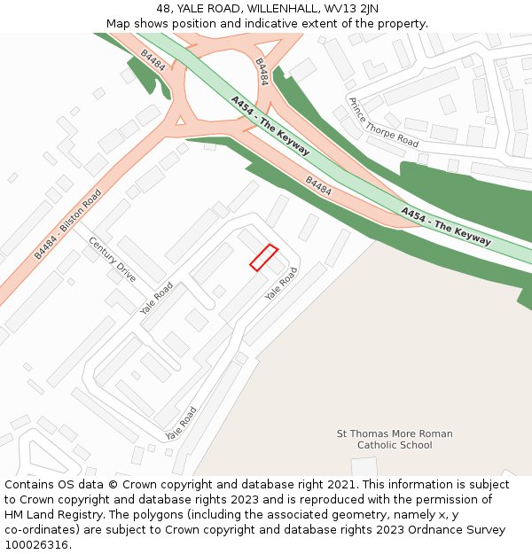 48, YALE ROAD, WILLENHALL, WV13 2JN: Location map and indicative extent of plot