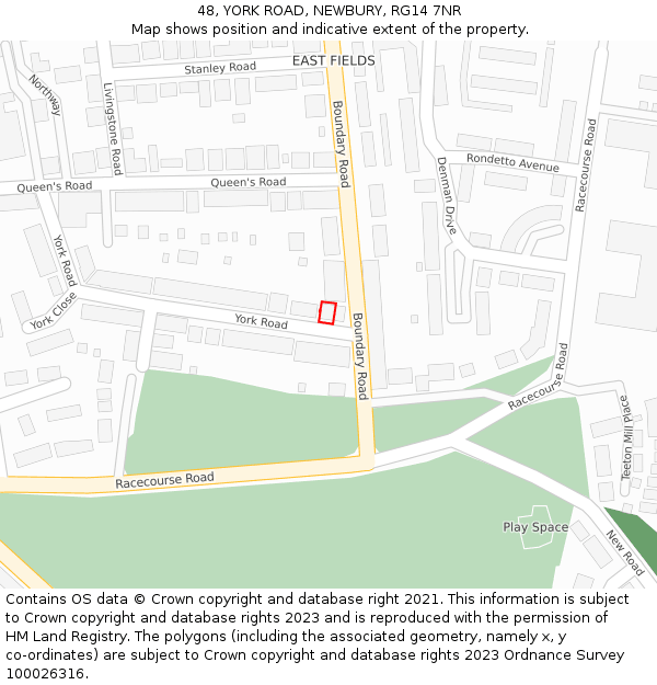 48, YORK ROAD, NEWBURY, RG14 7NR: Location map and indicative extent of plot