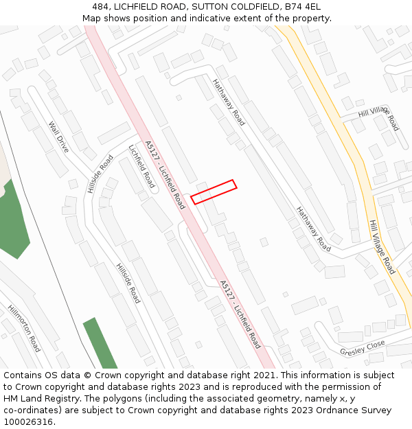 484, LICHFIELD ROAD, SUTTON COLDFIELD, B74 4EL: Location map and indicative extent of plot