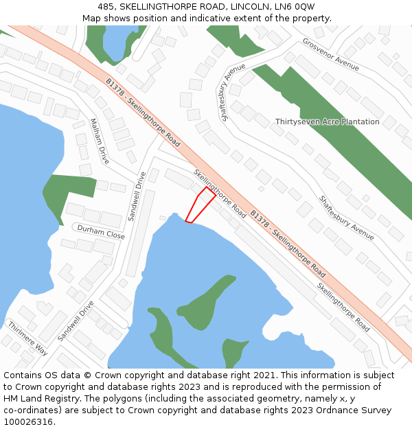 485, SKELLINGTHORPE ROAD, LINCOLN, LN6 0QW: Location map and indicative extent of plot