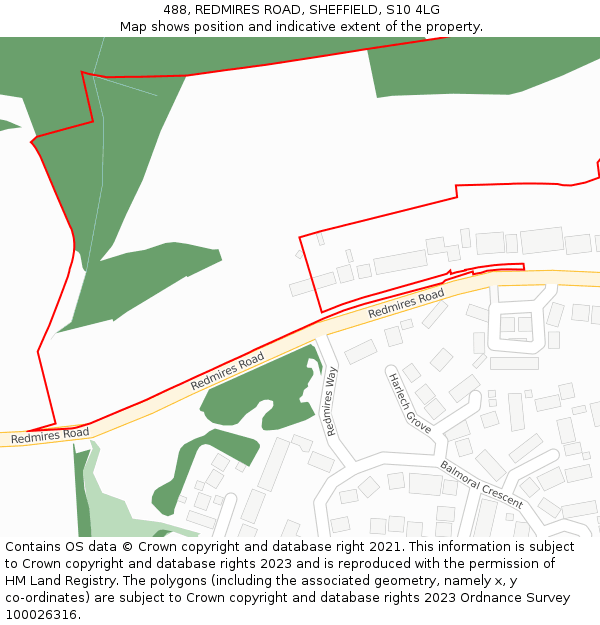 488, REDMIRES ROAD, SHEFFIELD, S10 4LG: Location map and indicative extent of plot