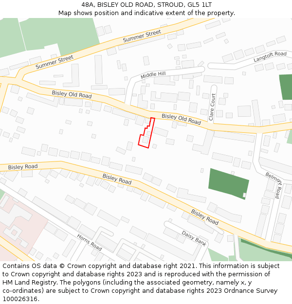 48A, BISLEY OLD ROAD, STROUD, GL5 1LT: Location map and indicative extent of plot