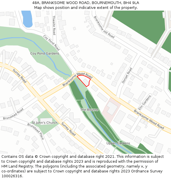 48A, BRANKSOME WOOD ROAD, BOURNEMOUTH, BH4 9LA: Location map and indicative extent of plot