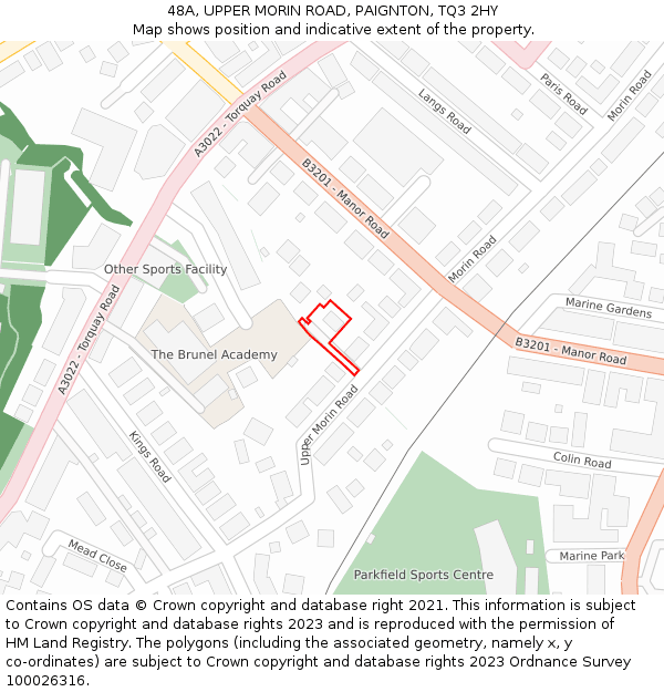 48A, UPPER MORIN ROAD, PAIGNTON, TQ3 2HY: Location map and indicative extent of plot