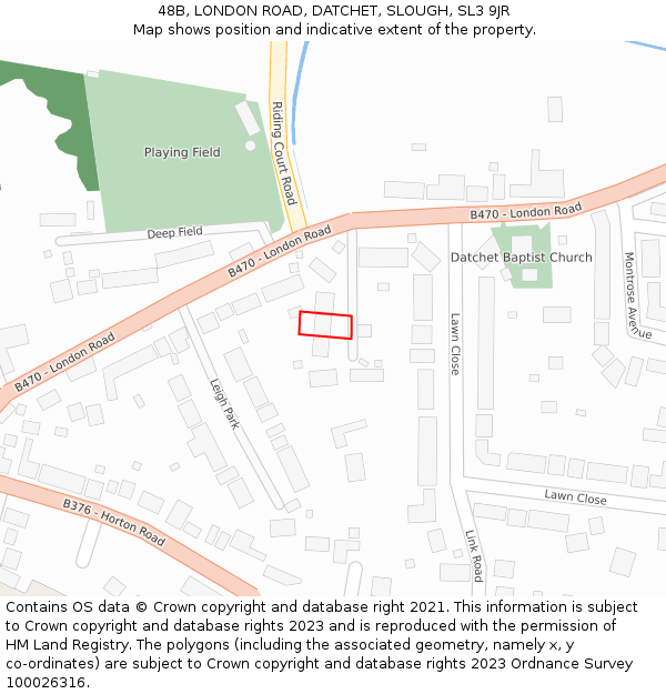 48B, LONDON ROAD, DATCHET, SLOUGH, SL3 9JR: Location map and indicative extent of plot