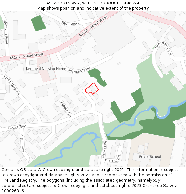49, ABBOTS WAY, WELLINGBOROUGH, NN8 2AF: Location map and indicative extent of plot