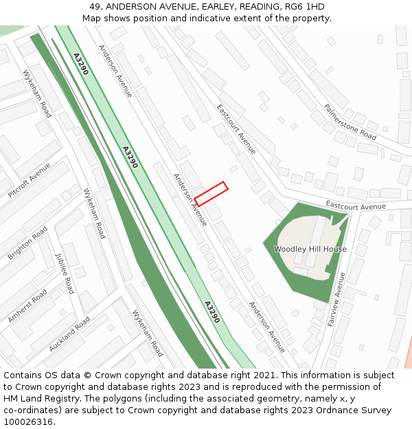 49, ANDERSON AVENUE, EARLEY, READING, RG6 1HD: Location map and indicative extent of plot