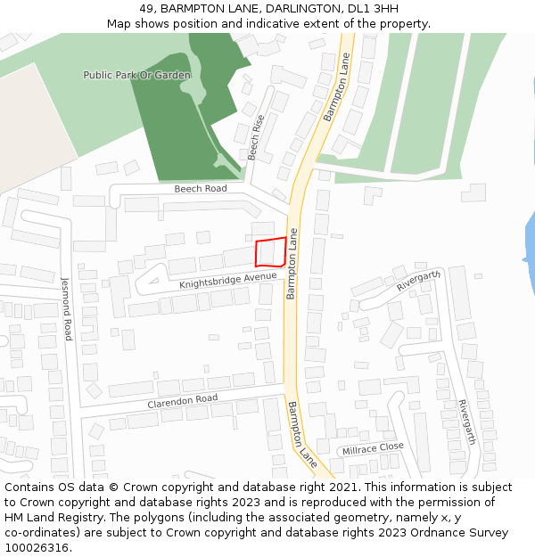 49, BARMPTON LANE, DARLINGTON, DL1 3HH: Location map and indicative extent of plot