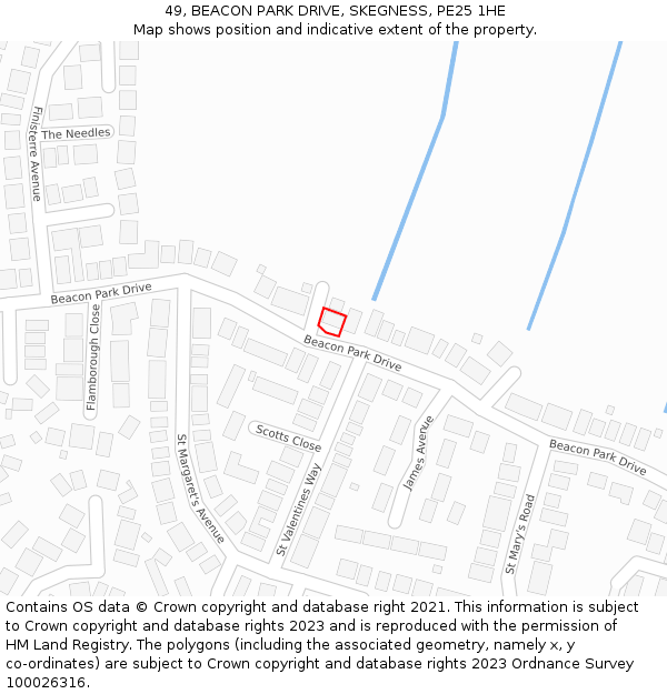 49, BEACON PARK DRIVE, SKEGNESS, PE25 1HE: Location map and indicative extent of plot