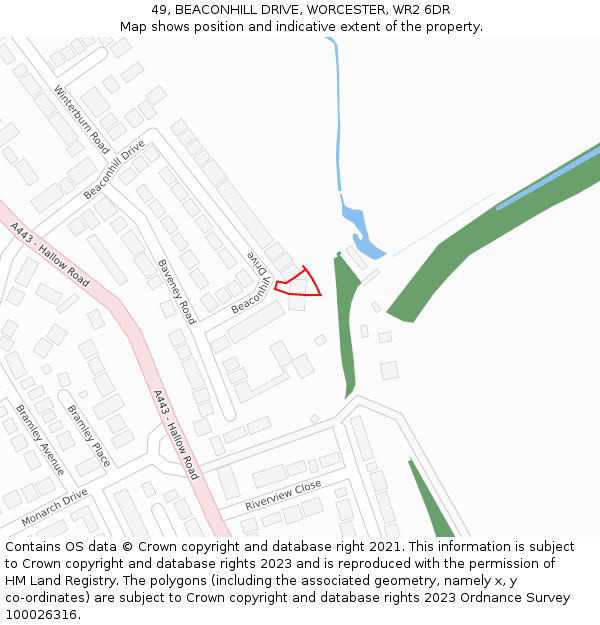 49, BEACONHILL DRIVE, WORCESTER, WR2 6DR: Location map and indicative extent of plot
