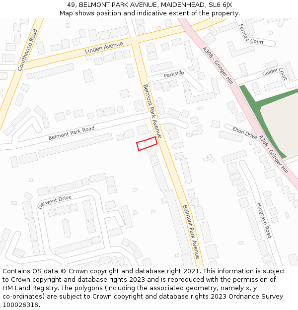 49, BELMONT PARK AVENUE, MAIDENHEAD, SL6 6JX: Location map and indicative extent of plot