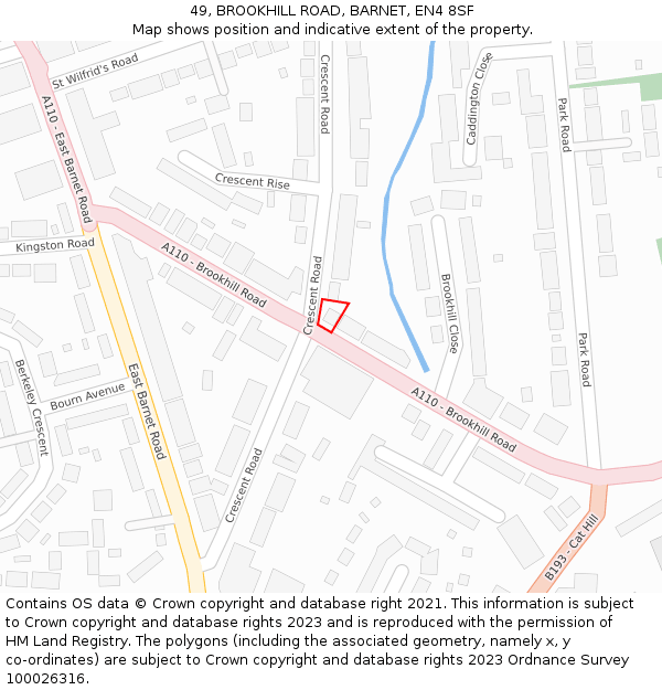 49, BROOKHILL ROAD, BARNET, EN4 8SF: Location map and indicative extent of plot