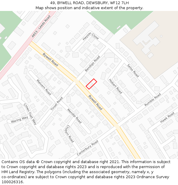 49, BYWELL ROAD, DEWSBURY, WF12 7LH: Location map and indicative extent of plot