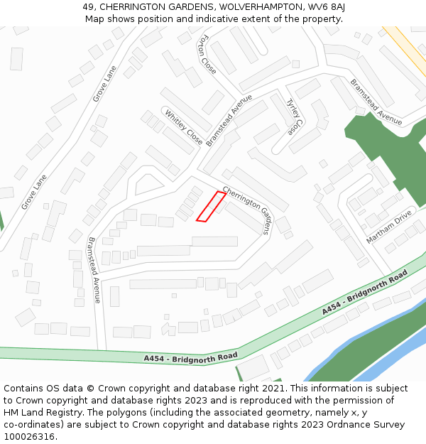 49, CHERRINGTON GARDENS, WOLVERHAMPTON, WV6 8AJ: Location map and indicative extent of plot