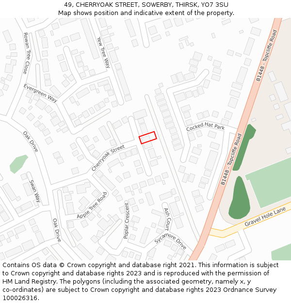 49, CHERRYOAK STREET, SOWERBY, THIRSK, YO7 3SU: Location map and indicative extent of plot