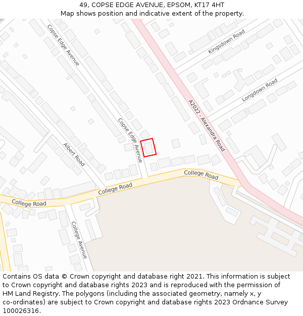 49, COPSE EDGE AVENUE, EPSOM, KT17 4HT: Location map and indicative extent of plot