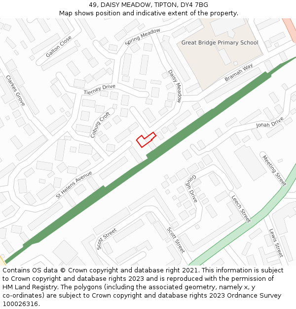 49, DAISY MEADOW, TIPTON, DY4 7BG: Location map and indicative extent of plot