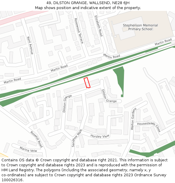 49, DILSTON GRANGE, WALLSEND, NE28 6JH: Location map and indicative extent of plot